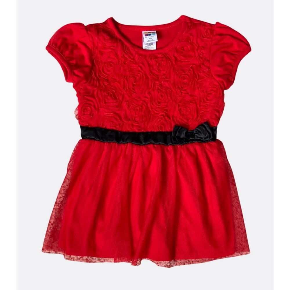 Healthtex Red Rose Dress with Tulle Skirt 4T Bow Tutu Dress